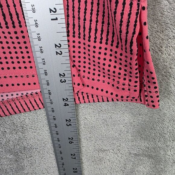 Womens Liz Claiborn Pink & Black Polka Dot Top Open Button Sleeve Polyester M - Picture 7 of 8